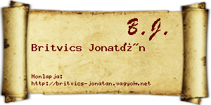 Britvics Jonatán névjegykártya